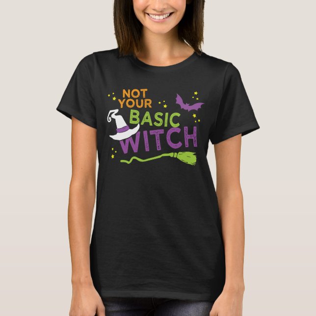 Broomstick av Basic Witch Cast Magic Spådomars T Shirt (Framsida)