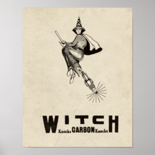 Broomstick roliga Halloween för vintagehäxahatt Poster