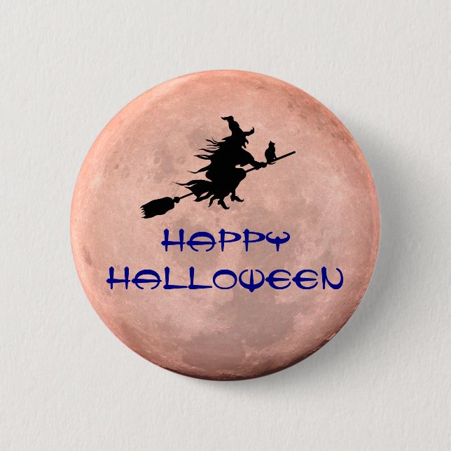 Broomstick Witchy Måne Witch Pin Button Knapp (Framsida)