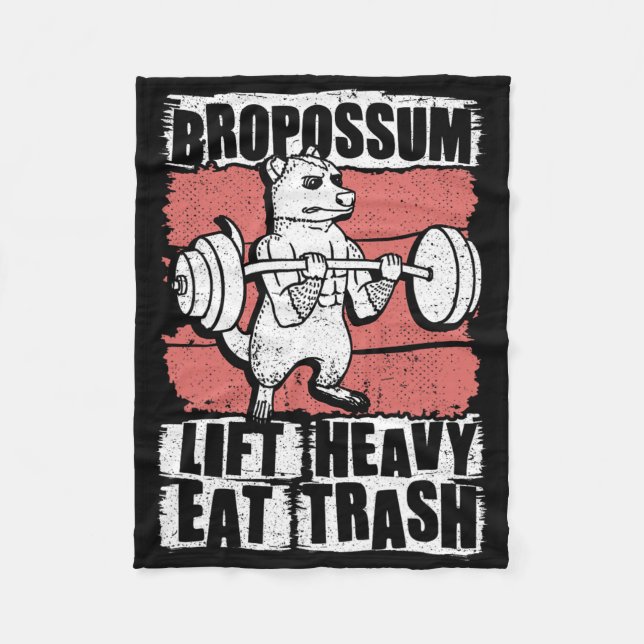 Bropossum Lyft Tungt Ät Skräp Opossum Gym Vikt Fleecefilt (Framsidan)