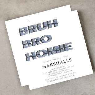 bror bro kompis killar modern 3D-typografi Inbjudningar