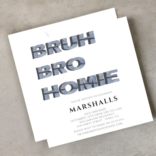 bror bro kompis killar modern 3D-typografi Inbjudningar (Skapare uppladdad)