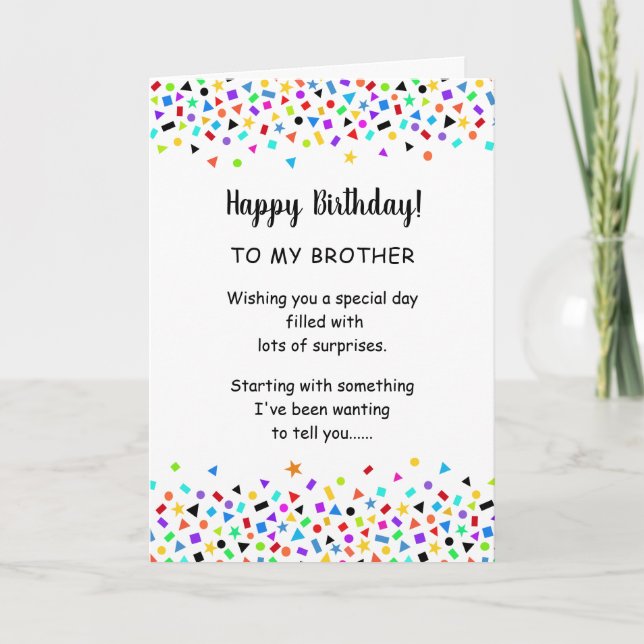 Bror eller syster Funny Birthday Confetti Hälsning Kort (Framsida)