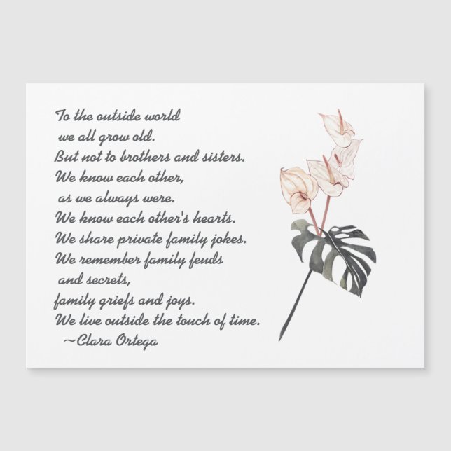 Bror eller syster Känslosamt poem Svart och Rosa (Framsida)