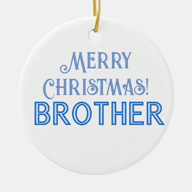 Bror för coola Blue Typography God jul Julgransprydnad Keramik (Framsidan)