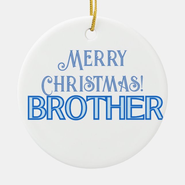 Bror för coola Blue Typography God jul Julgransprydnad Keramik (Framsidan)