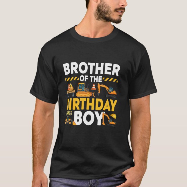 Bror för födelsedagspojkens byggnadsmatchning t shirt (Framsida)