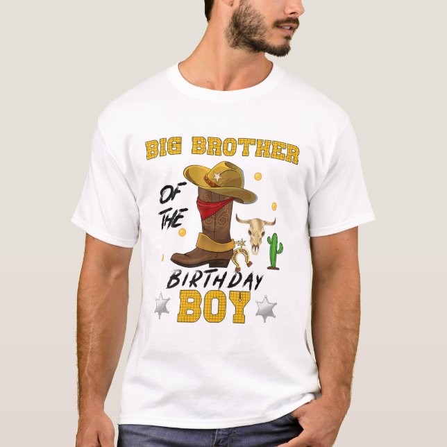 Bror från födelsedagstjejen Theme Cowboy Party T Shirt (Framsida)