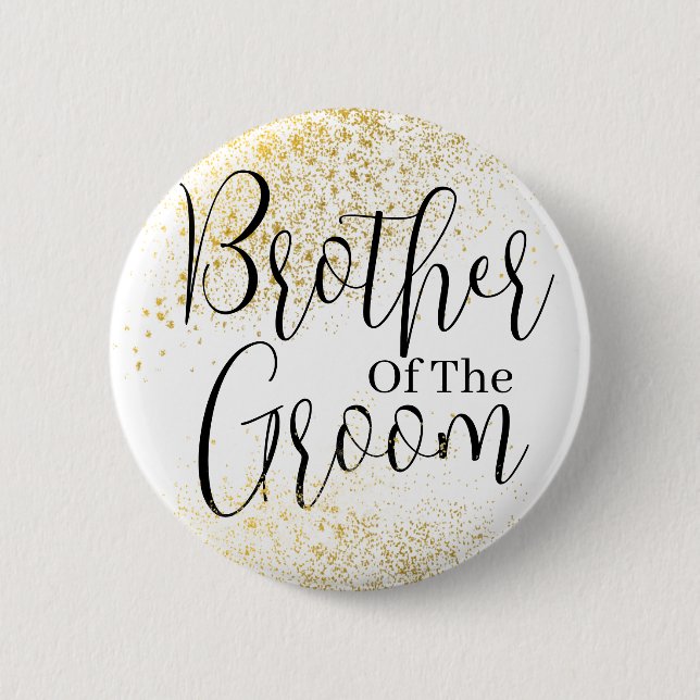 Bror från guld Glitter, groom bröllop Button Knapp (Framsida)
