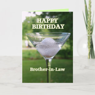 Bror-in-Law Martini Golf Boll Birthday Kort