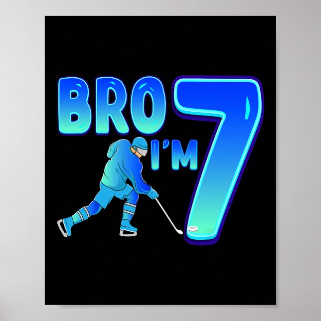 Bror jag är 7 ishockeyälskare 7-års födelsedagsfes poster (Framsidan)