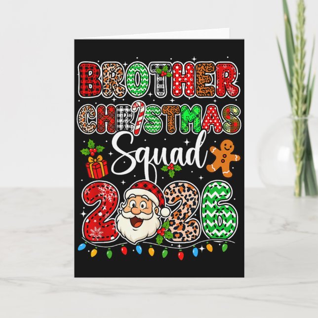 Bror Jul Crew 2026 Leopard Rolig Tomte Fa Kort (Framsida)