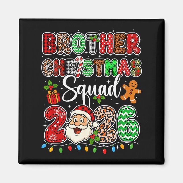 Bror Jul Crew 2026 Leopard Rolig Tomte Fa Magnet (Framsidan)