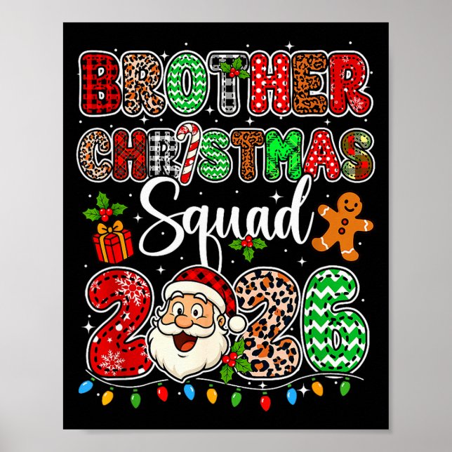 Bror Jul Crew 2026 Leopard Rolig Tomte Fa Poster (Framsidan)