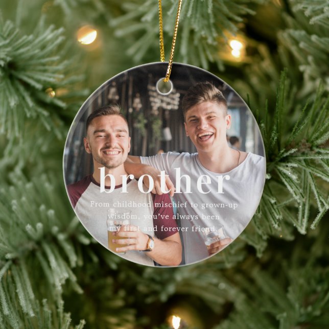 Bror | Känslosam fotojuldekoration Julgransprydnad Keramik (Träd)