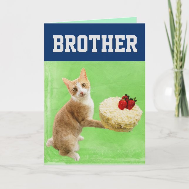 BROR KATT FÖDELSEDAGSTÅRTA STOR GRATTISKORT KORT (Framsida)