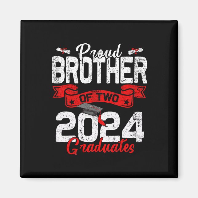 Bror med två cl 2024 Student Twillingar Studenten Magnet (Framsidan)