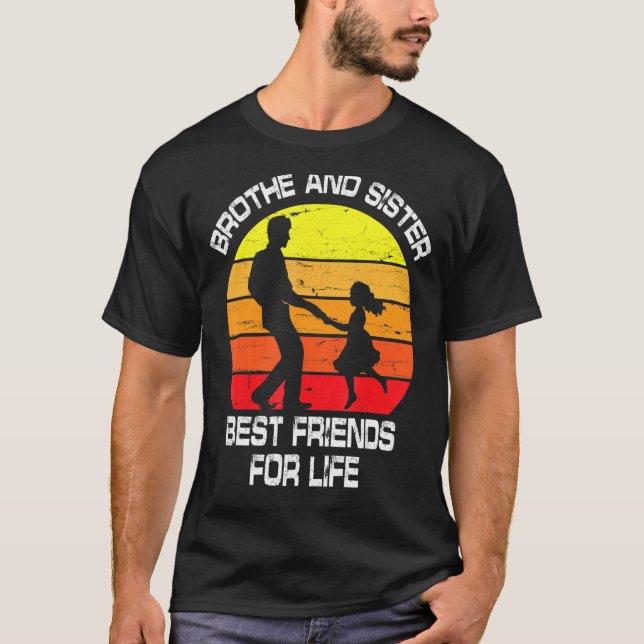 Bror och syster bästa vänner för livet Lycklig til T Shirt (Framsida)