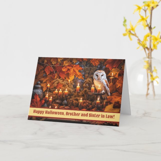 Bror och syster i Lag Happy halloween Uggla Kort (Gul blomma)