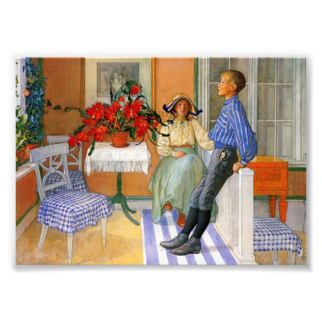 Bror och syster i slokalen 1911 fototryck (Framsidan)