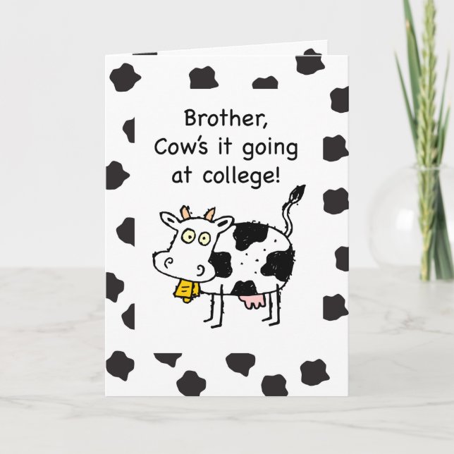 Bror på college som tänker på din fantastiska Cow Kort (Framsida)