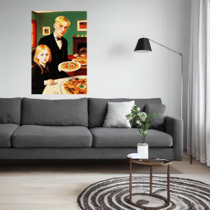 Bror, syster och middag bord   AI Art Poster