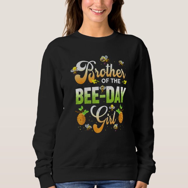 Bror till Beeday Girl Bees Party Matching Bda T Shirt (Framsida)
