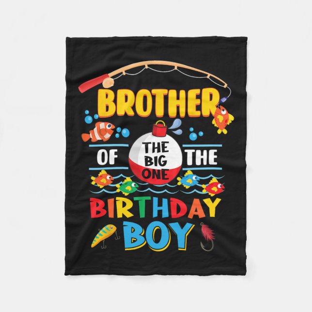 Bror till Big One Fishing 1st Birthday Ofisha Fleecefilt (Framsidan)