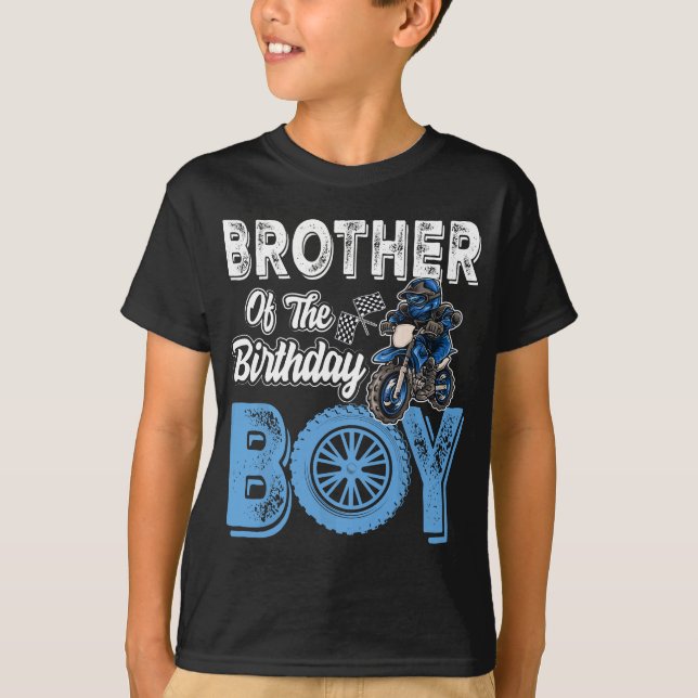Bror till Birthday Boy Dirt Bike B-day motocr T Shirt (Framsida)