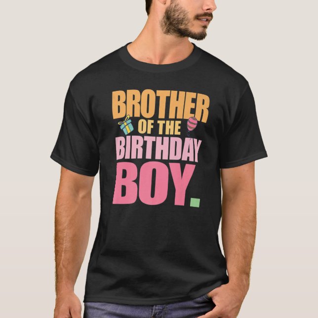 Bror till Birthday Boy Födelsedagsfest Matchin T Shirt (Framsida)