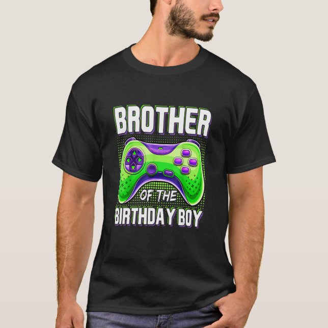 Bror till Birthday Boy Matching Family Video T Shirt (Framsida)