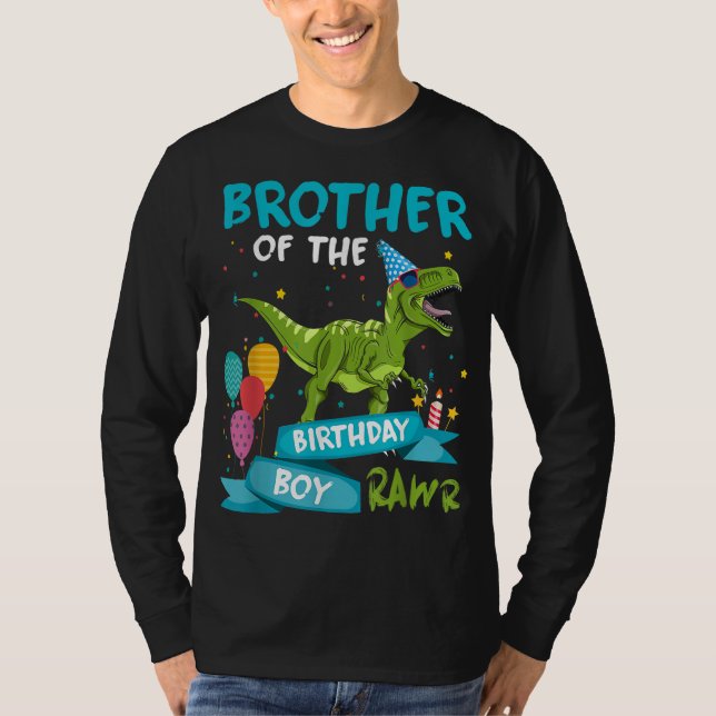Bror till Birthday Boy T-Rex Dinosaur Birthda T Shirt (Framsida)