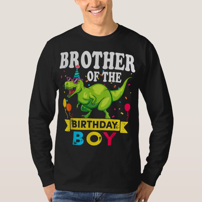 Bror till Birthday Boy T-Rex RAWR Dinosaur Bi T Shirt (Framsida)