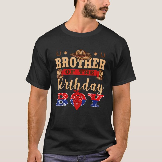 Bror till Birthday Boy Western Cowboy Matchin T Shirt (Framsida)