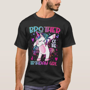 Bror till Birthday Girl Dabbing Unicorn Broth T Shirt