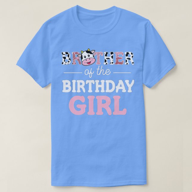 Bror till Birthday Girl Girl Farm Cow Pappa Pappa T Shirt (Design framsida)
