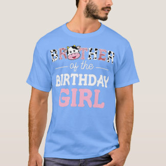 Bror till Birthday Girl Girl Farm Cow Pappa Pappa T Shirt