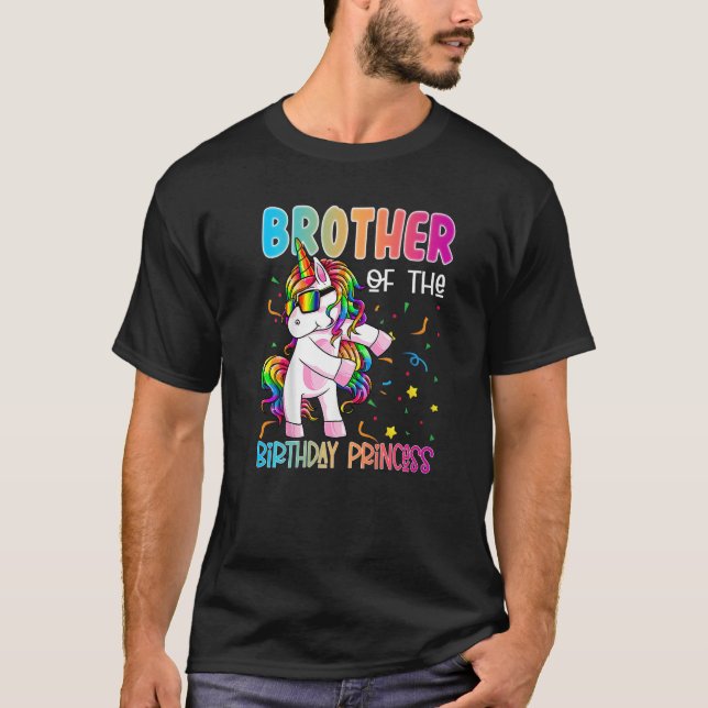 Bror till Birthday Princess Flossing Unicorn T Shirt (Framsida)