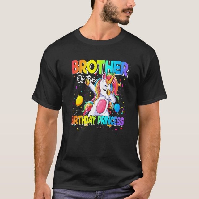 Bror till Birthday Princess Girl Dabbing Unic T Shirt (Framsida)