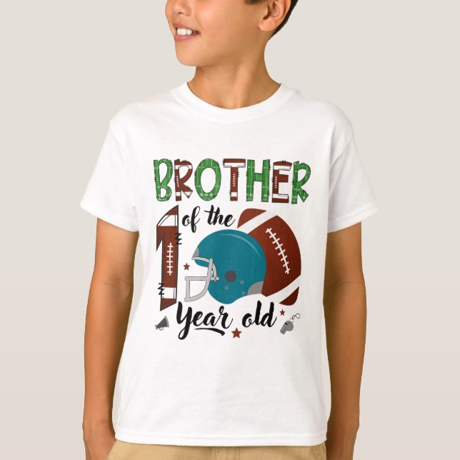 Bror till den 1 år gamla Footll 1st Year Down Bir T Shirt (Framsida)