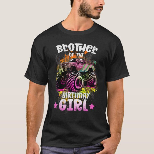 Bror till en flickmonste födelsedag t shirt (Framsida)