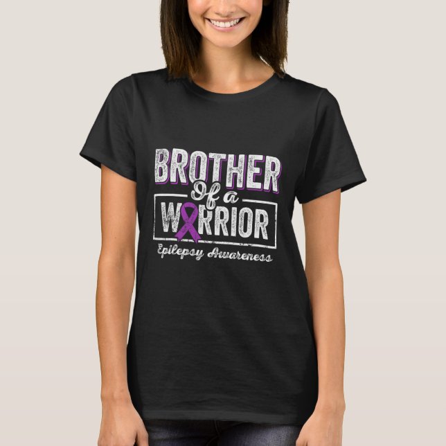 Bror till en Warrior Epilepsy Brother Lila Ribbo T Shirt (Framsida)