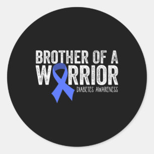 Bror till en Warrior T1d-diabetisk Blue Ribbon Sup Runt Klistermärke