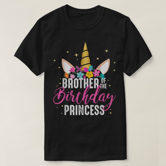 Bror till födelsedag prinsessan Unicorn Birthday T Shirt (Design framsida)