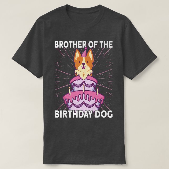 Bror till födelsedagen Hund Birthday Corgi Hund84 T Shirt (Design framsida)