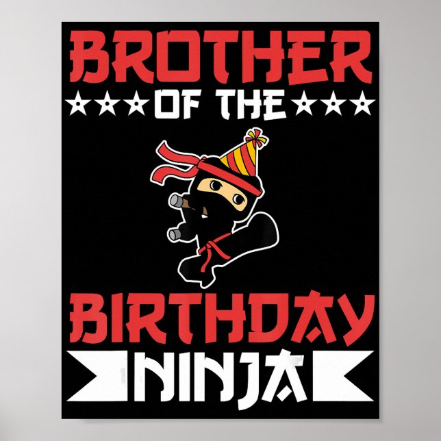 Bror till födelsedagen Ninja Fight Taekwondo Gift Poster (Framsidan)