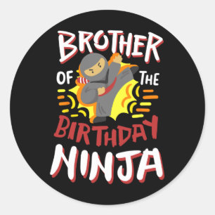 Bror till födelsedagen Ninja Karate Kids Bday Par Runt Klistermärke