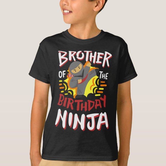 Bror till födelsedagen Ninja Karate Kids Bday Par T Shirt (Framsida)