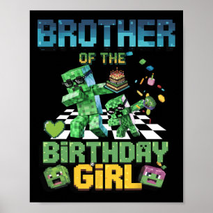 Bror till födelsedagsflickan Roligt videospel Pixe Poster