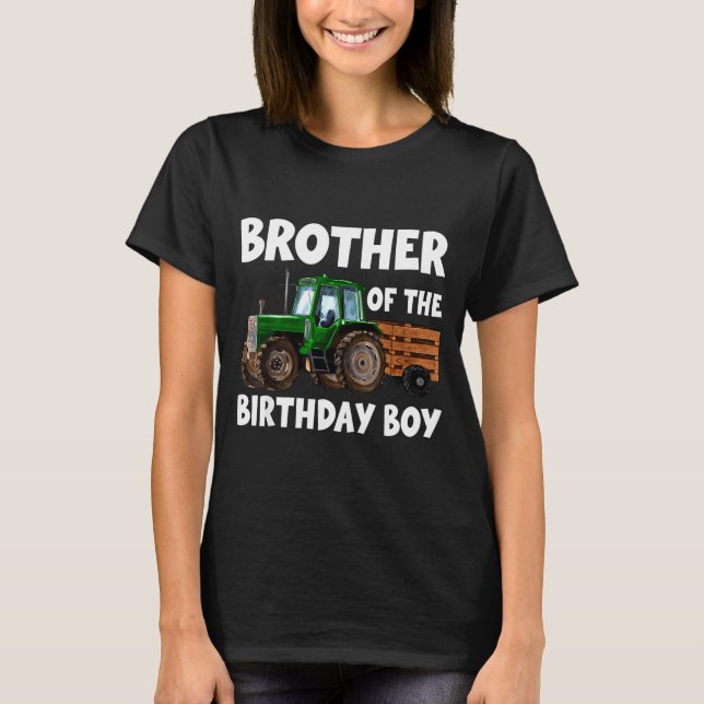 Bror till födelsedagsgrabben traktorbonde t shirt (Framsida)